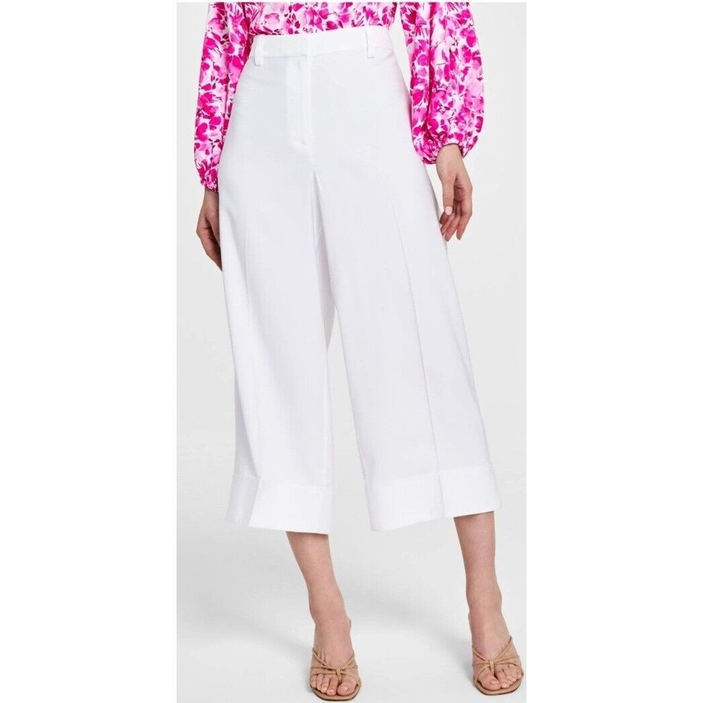 Vince Camuto White Cropped Wide Leg‎ Culottes Career Pants Size 14 NEW